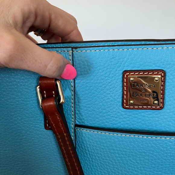 Dooney & Bourke Turquoise Tote bag with Brown Straps - Picture 12 of 13